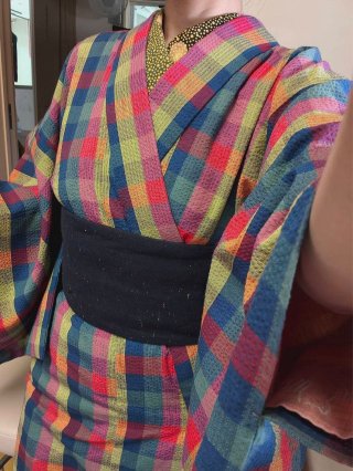 阿波しじらのぷくぷくがかわゆい！きものきぶんに長じゅばんSSK帯。