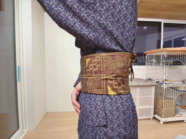 画像28: 背中涼しいに決まってる帯06〜紬生地・格子に花絣〜 (28)