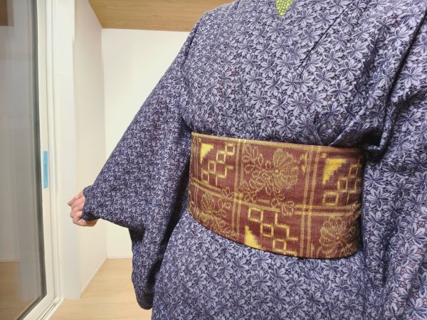 画像30: 背中涼しいに決まってる帯06〜紬生地・格子に花絣〜 (30)