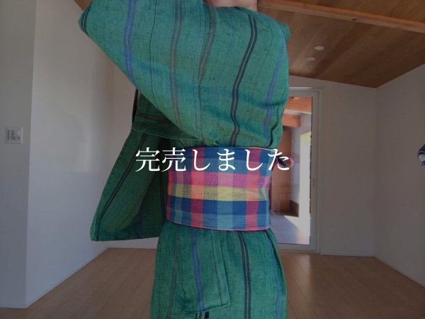 画像4: 背中涼しいに決まってる帯07（普通サイズ）〜阿波しじら・カラフル格子〜 (4)