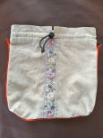 画像1: 巾着袋03／焦げ茶紐　ブラックニッケル金具 (1)