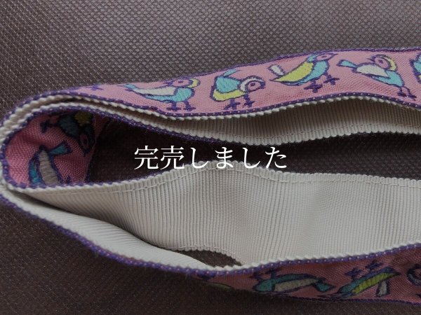 画像3: レピヤンリボンのバッグストラップ01／ことり　ピンク (3)