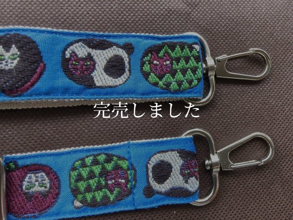 画像3: レピヤンリボンのバッグストラップ04／まんまる猫　ブルー (3)