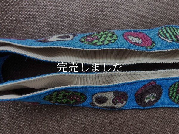 画像5: レピヤンリボンのバッグストラップ04／まんまる猫　ブルー (5)